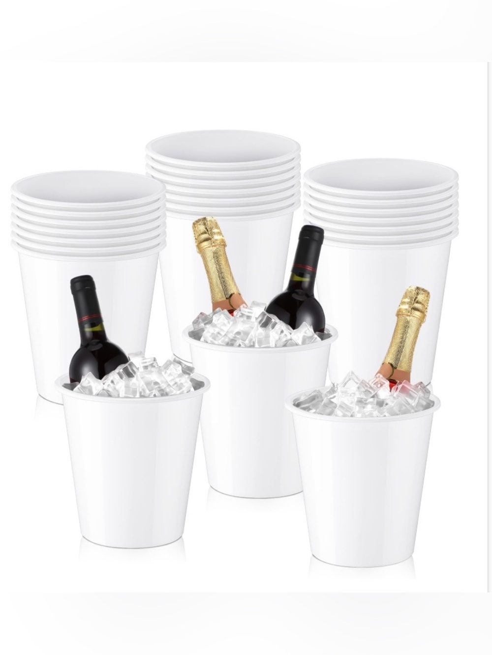 White Party Ice Buckets - Pack of 24 Disposable Wine & Champagne Coolers